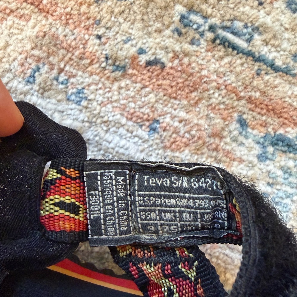 Teva Women's Black Sandals with Red and Orange Patterned Straps - Picture 6 of 9